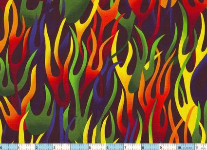 Flames Red Green Fire Hot Fabric